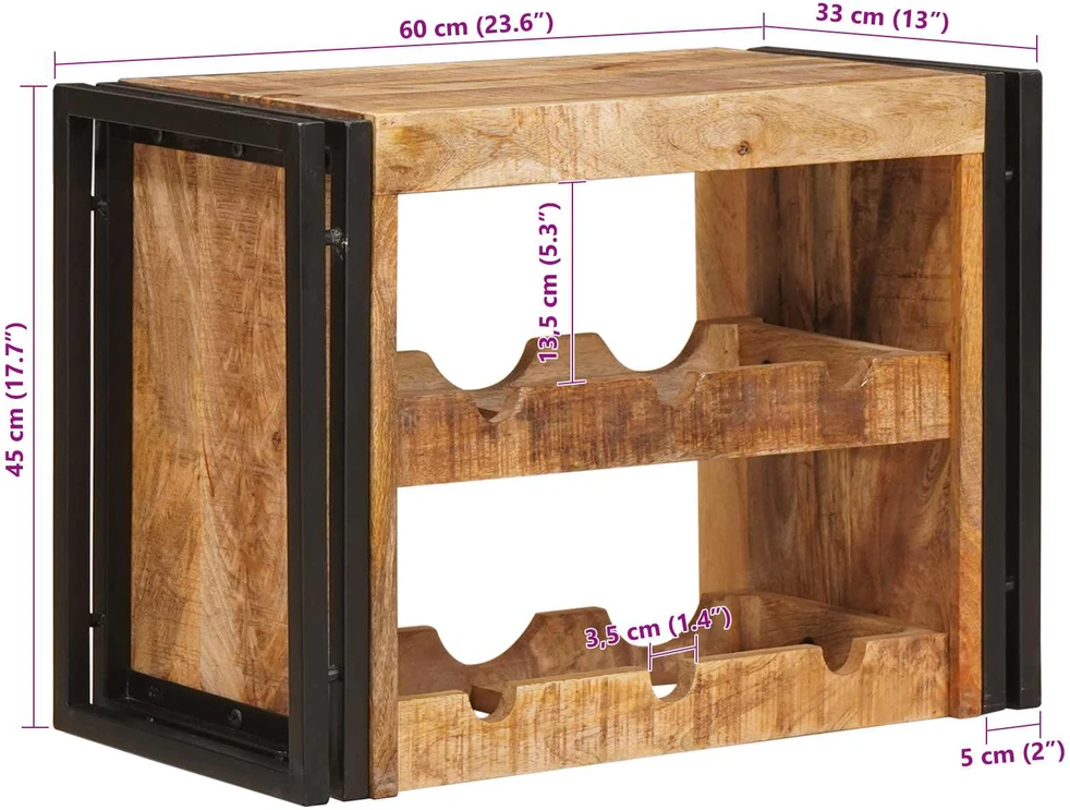 Vyno stovas Ruda 60 x 45 x 33 cm Kietas Rupus Mangų Medis