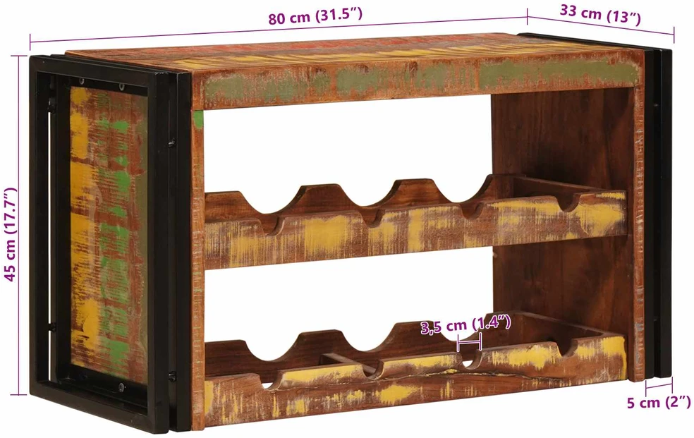 Vyno stovas Ruda 80 x 45 x 33 cm Kieta atnaujinta mediena