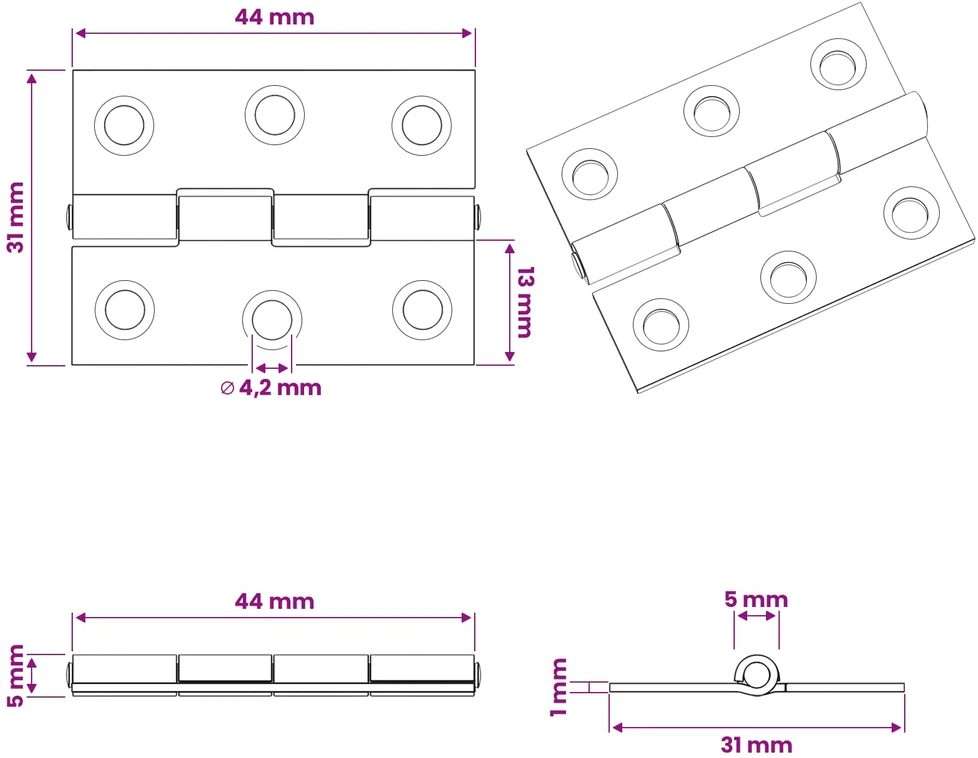 Vyrius 12 vnt. 44 x 31 x 5 mm Sidabrinė Plienas