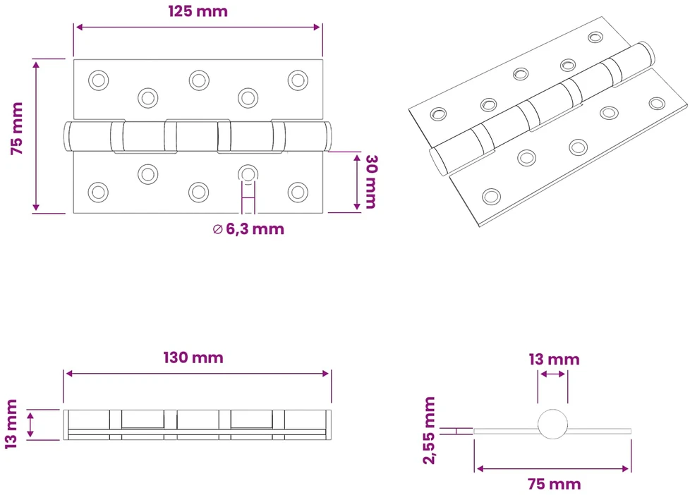 Vyrius 16 vnt. 125 x 75 x 13 mm Sidabrinė Plienas
