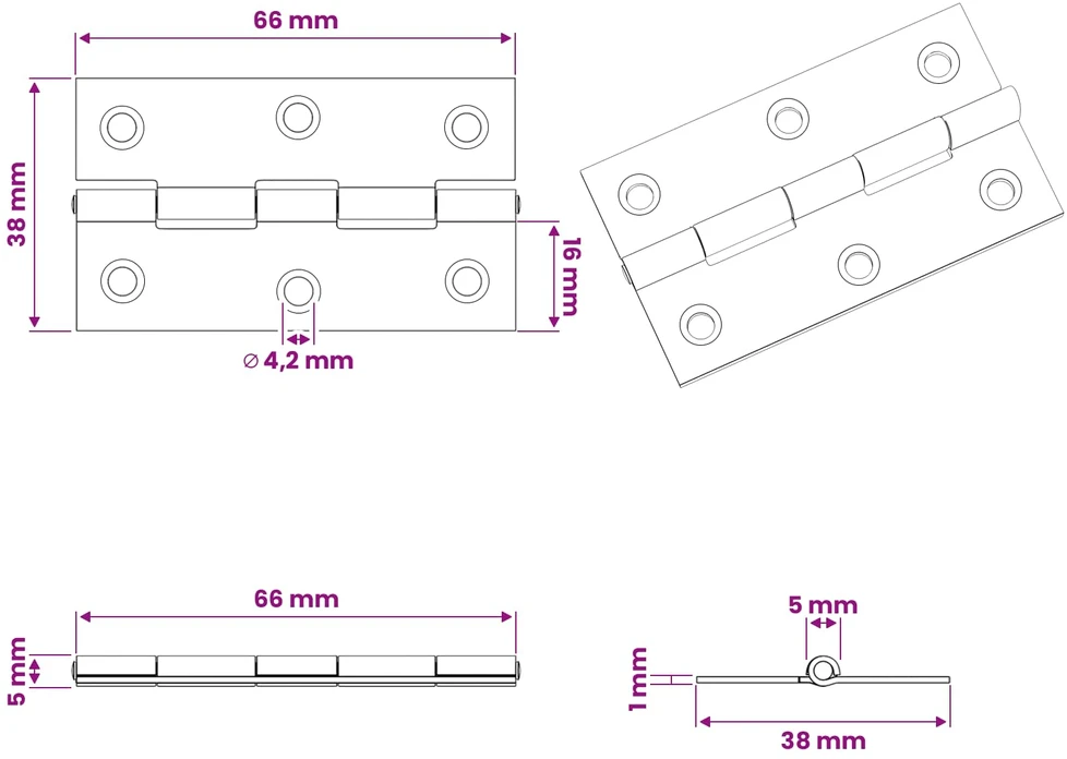Vyrius 24 vnt. 66 x 38 x 5 mm Sidabrinė Plienas