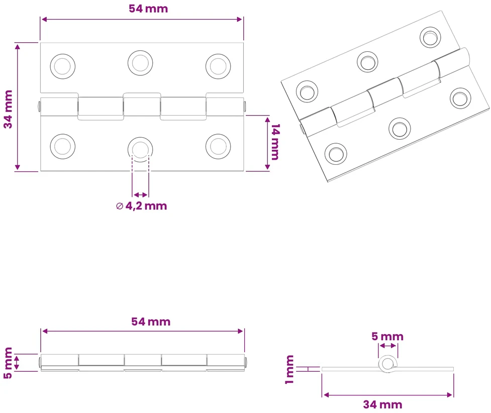 Vyrius 48 vnt. 54 x 34 x 5 mm Sidabrinė Plienas