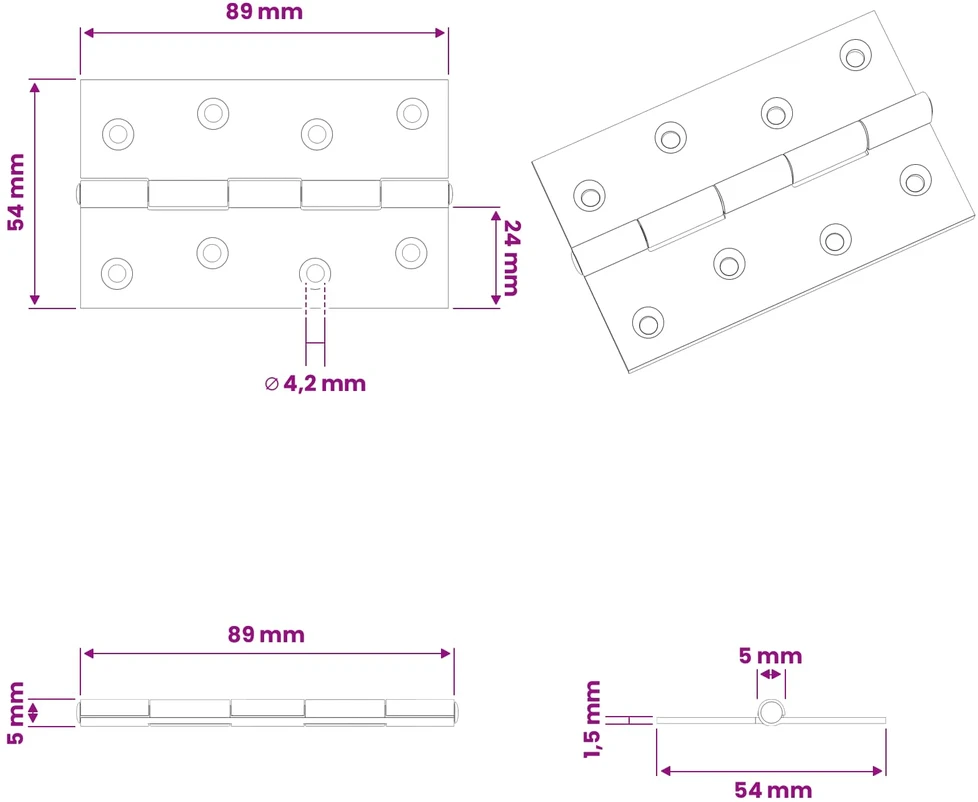 Vyrius 48 vnt. 89 x 54 x 5 mm Sidabrinė Plienas