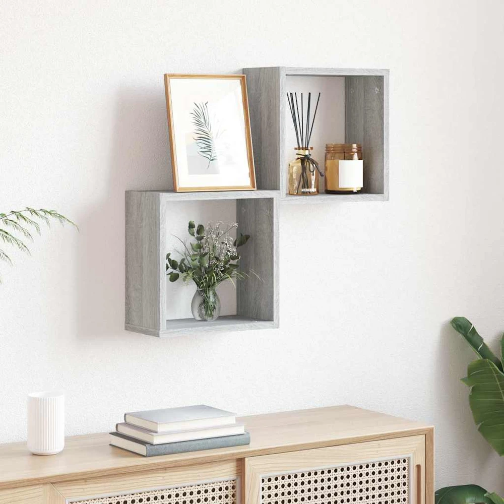Wall Cube lentynos 2 vnt Pilka Sonoma 30x15x30 cm