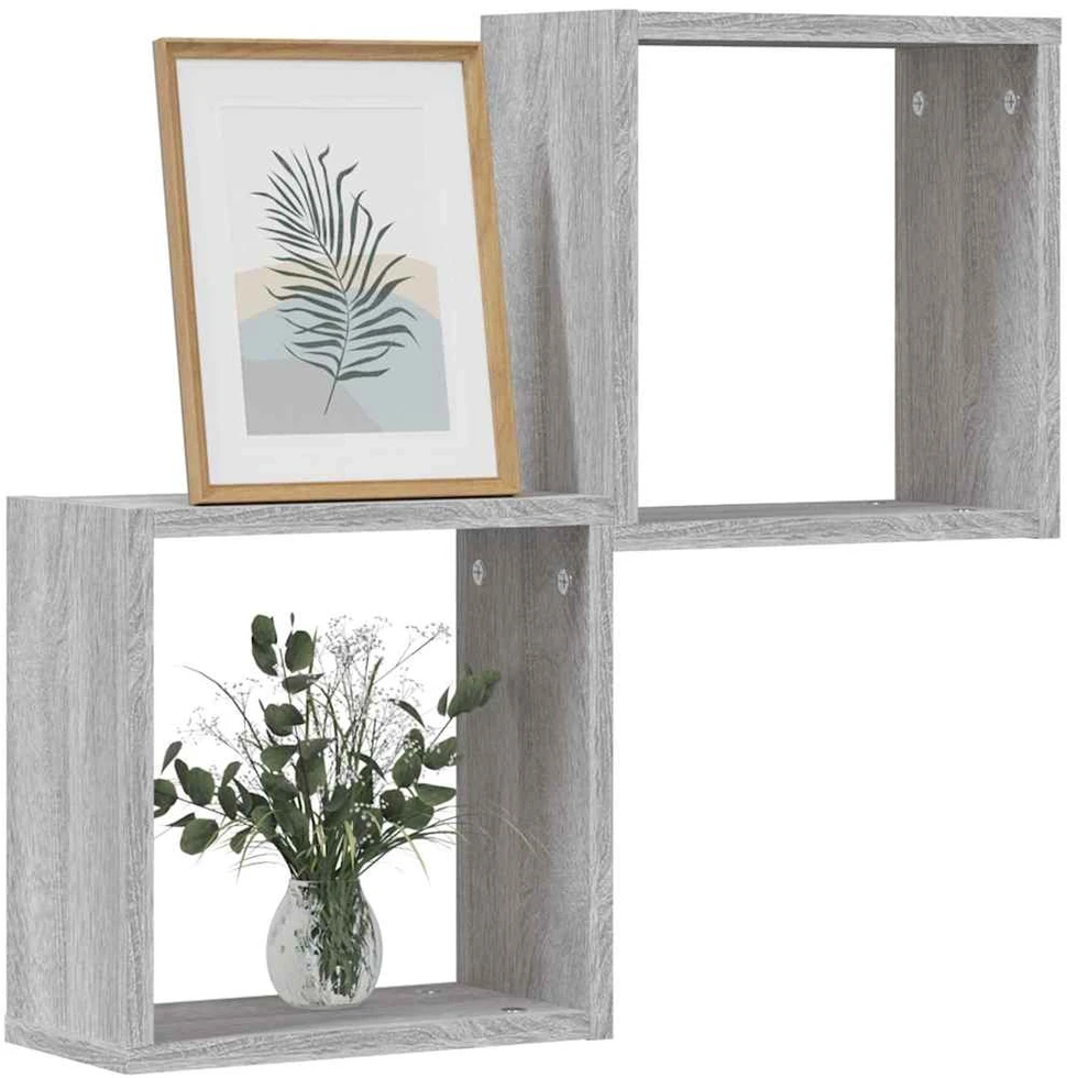 Wall Cube lentynos 2 vnt Pilka Sonoma 30x15x30 cm