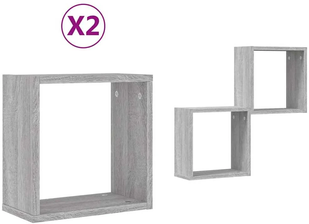 Wall Cube lentynos 2 vnt Pilka Sonoma 30x15x30 cm