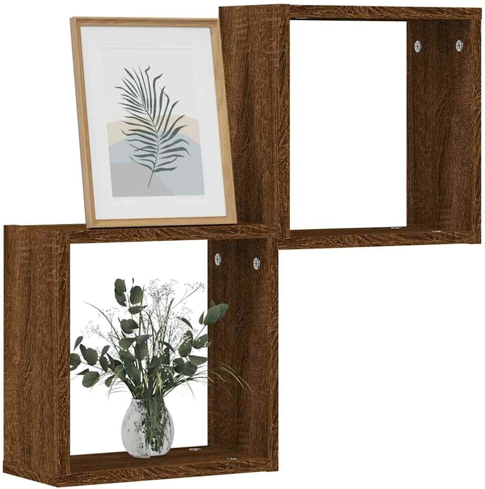 Wall Cube Lentynos 2 vnt Rudas ąžuolas 30x15x30 cm