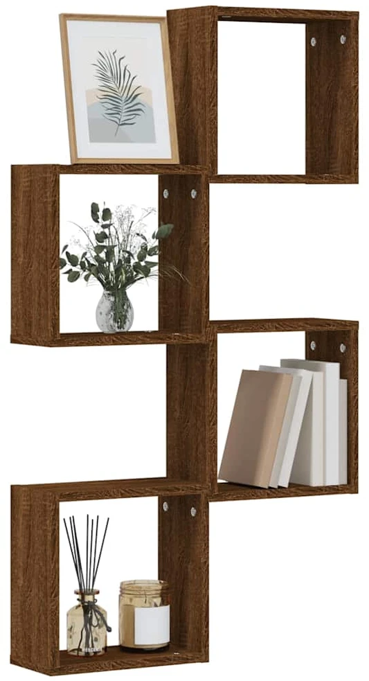 Wall Cube Lentynos 4 vnt Rudas ąžuolas 30x15x30 cm