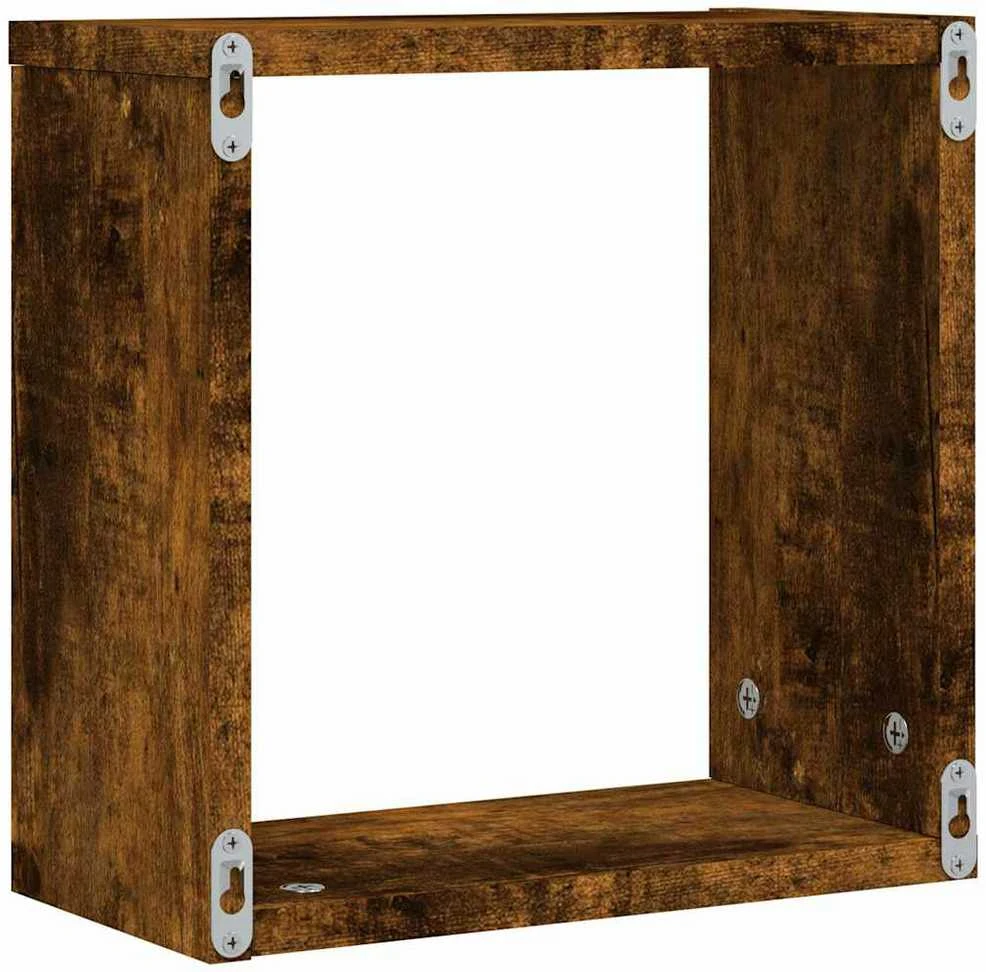 Wall Cube lentynos 4 vnt Rūkytas ąžuolas 30x15x30 cm