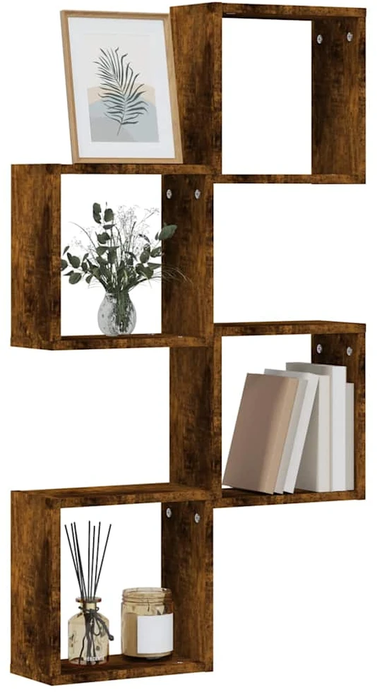 Wall Cube lentynos 4 vnt Rūkytas ąžuolas 30x15x30 cm