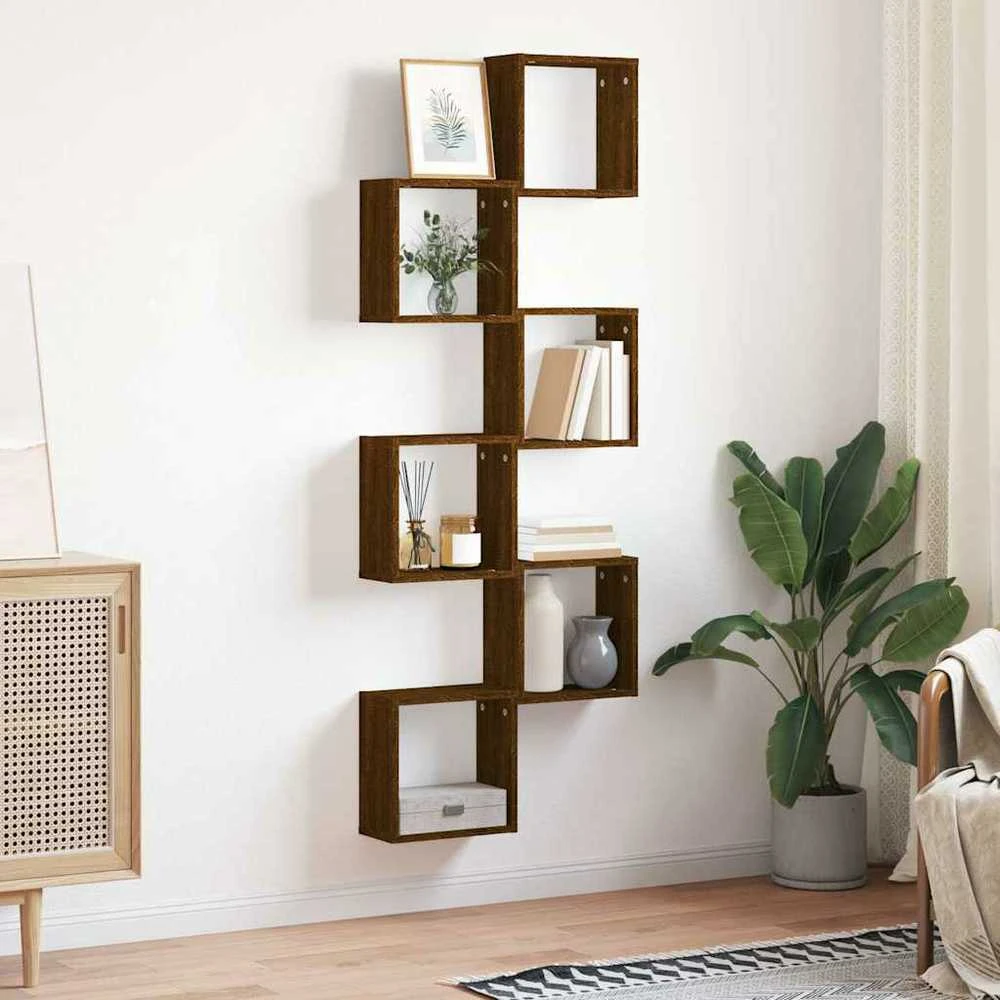 Wall Cube Lentynos 6 vnt Rudas ąžuolas 30x15x30 cm