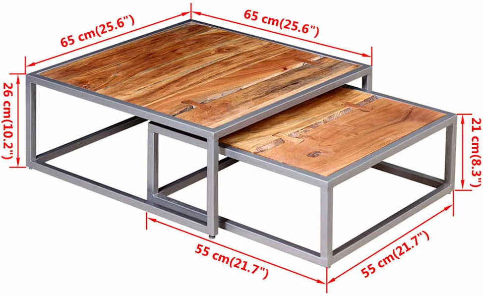 vidaxXL 2 d. Kavos staliukų komplektas, tvirta akacijos mediena
