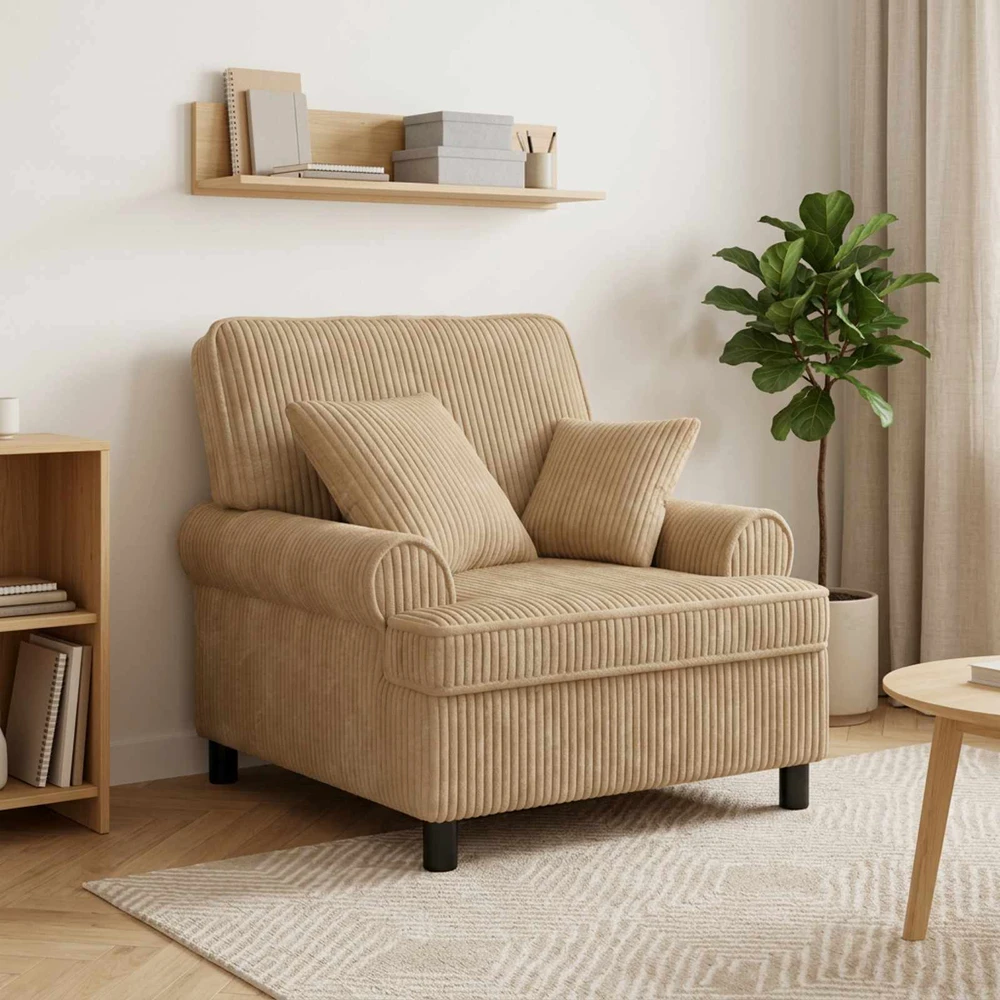 XL fotelis su pagalvėlėmis Taupe 1,5 Eilutės Audinys