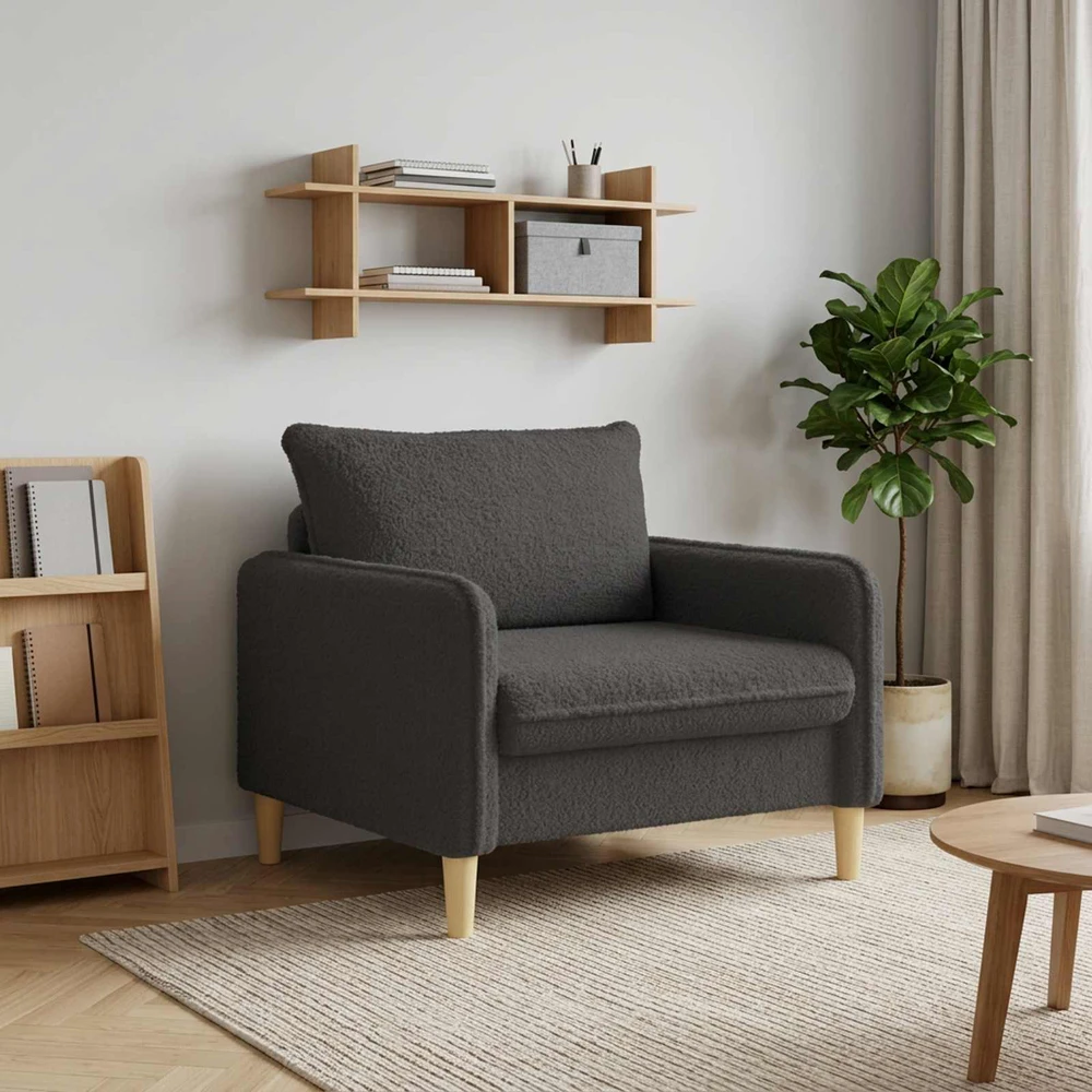 XL fotelis Tamsiai pilka Bouclé