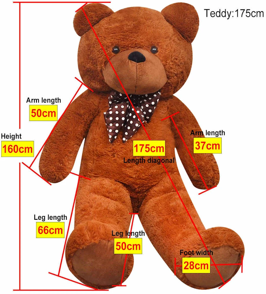 XXL Minkštas pliušinis žaislas meškiukas, rudas, 160cm