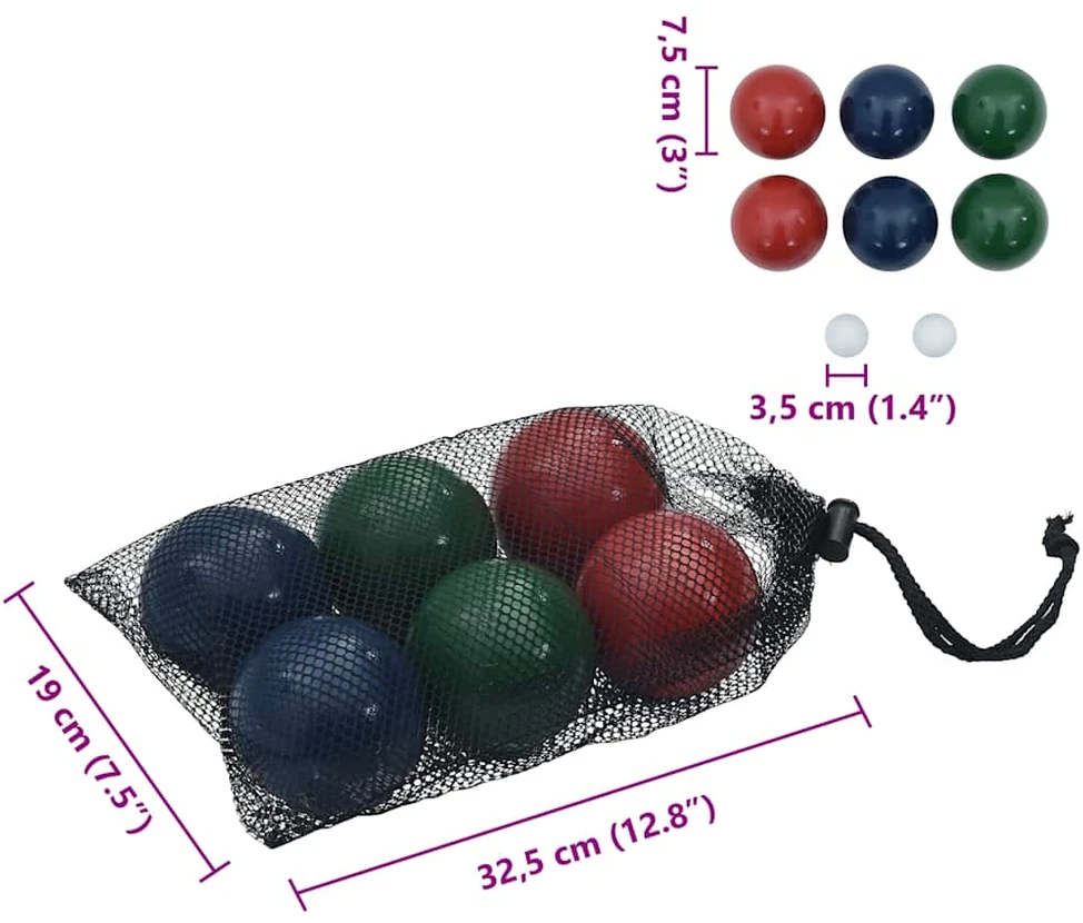 Žaidimo Bocce rinkinys su krepšiu, 8 dalių, pušies masyvas