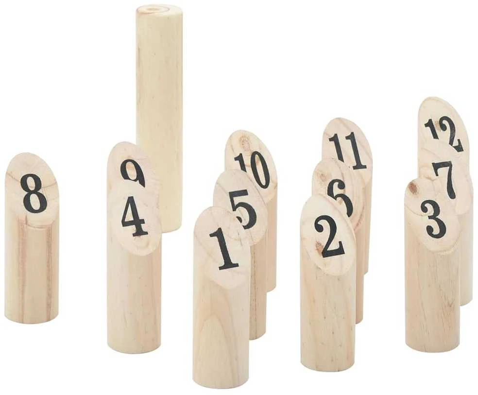 Žaidimo Number Kubb rinkinys su krepšiu, 13 dalių, pušis