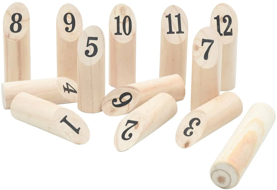 Žaidimo Number Kubb rinkinys su krepšiu, 13 dalių, pušis