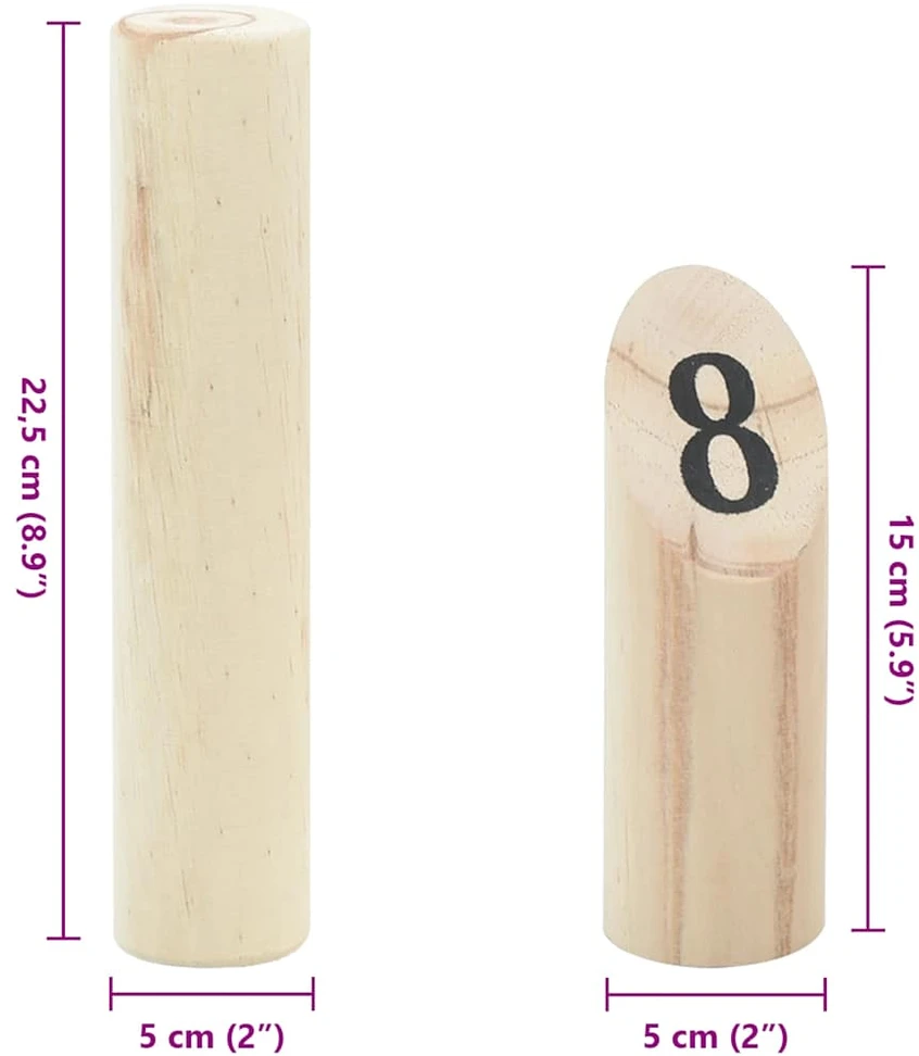 Žaidimo Number Kubb rinkinys su krepšiu, 13 dalių, pušis