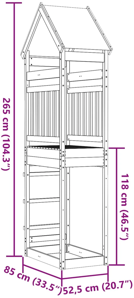 Žaidimų bokštas Ruda 52,5 x 85 x 265 cm Kietos pušies mediena