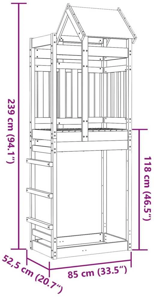 Žaidimų bokštas Ruda 85 x 52,5 x 239 cm Kieta Douglas mediena