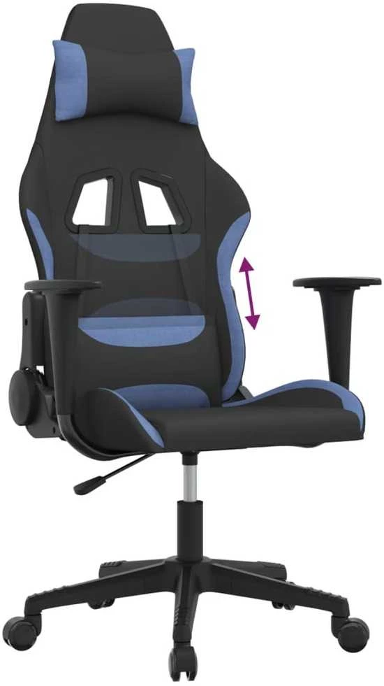 Žaidimų kėdė, juodos ir mėlynos spalvos, audinys