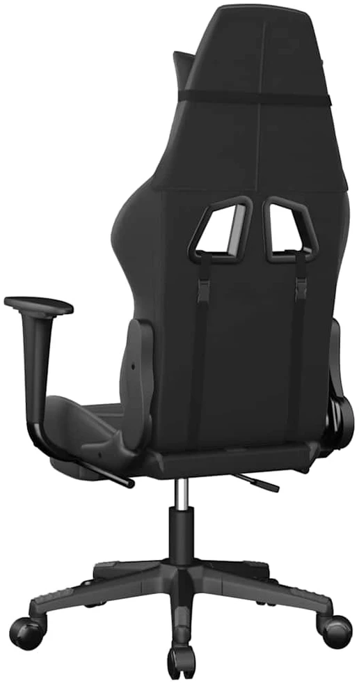 Žaidimų kėdė su pakoja, juoda ir pilka, dirbtinė oda