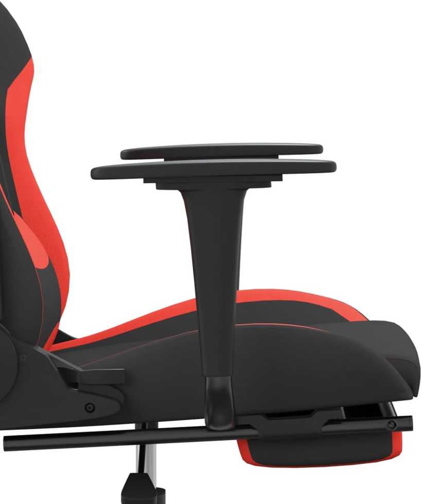 Žaidimų kėdė su pakoja, juodos ir raudonos spalvos, audinys