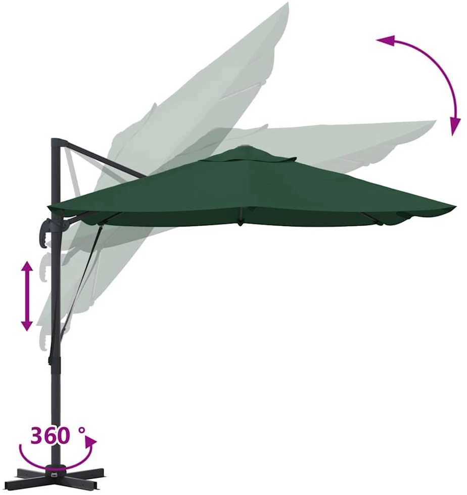 Skėtis nuo saulės 351 x 250 x 260 cm Poliesteris ir aliuminis