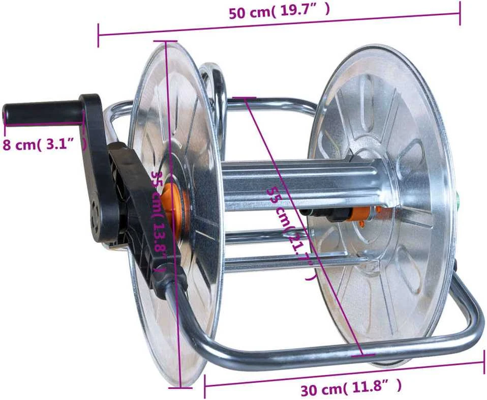 Žarnos ritė 50 m 1/2" arba 35 m 3/4" žarnai, plienas