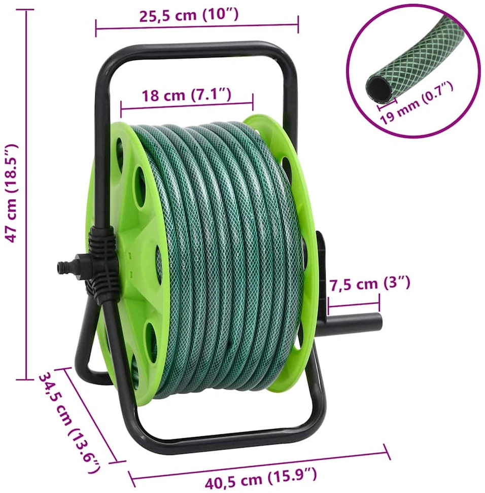 Žarnos ritė su tvirtinimo detalėmis, žalia, 0,75", 20m, PVC