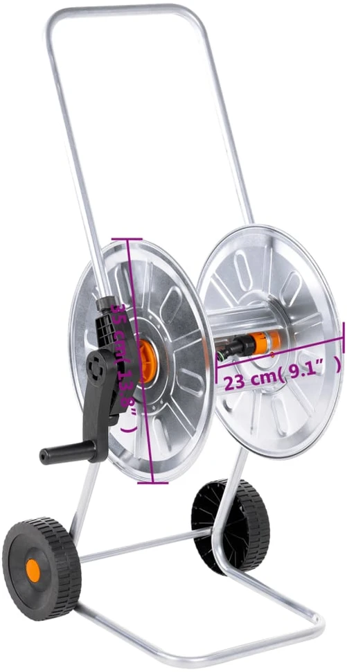 Žarnos ritės vežimėlis 50 m 1/2" arba 35 m 3/4" žarnai, plienas