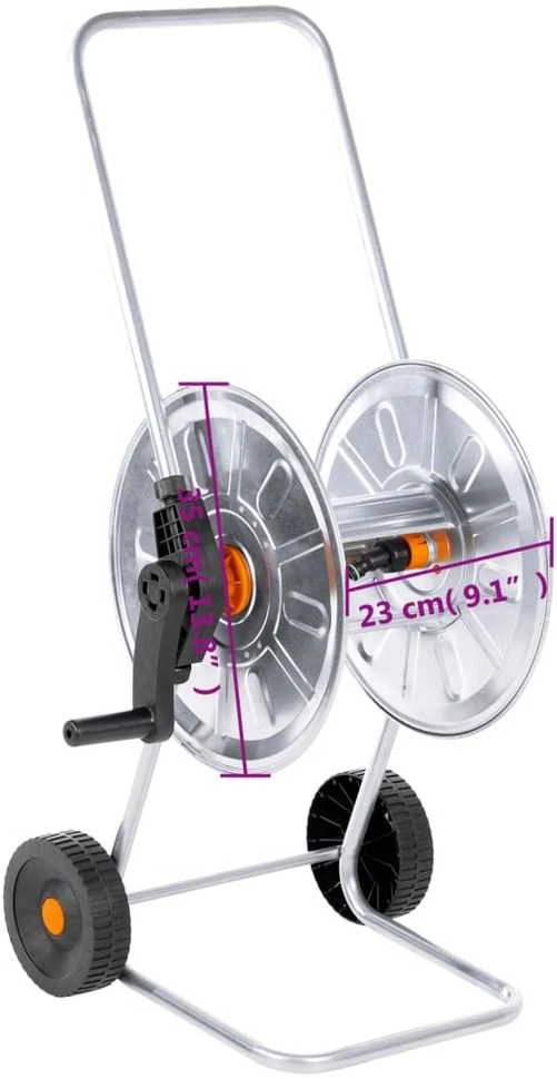 Žarnos ritės vežimėlis 50 m 1/2" arba 35 m 3/4" žarnai, plienas