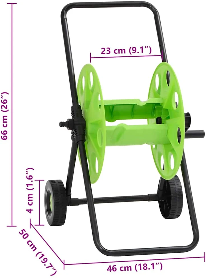 Žarnos ritės vežimėlis, žalias, 60m, 1/2", plieninei žarnai