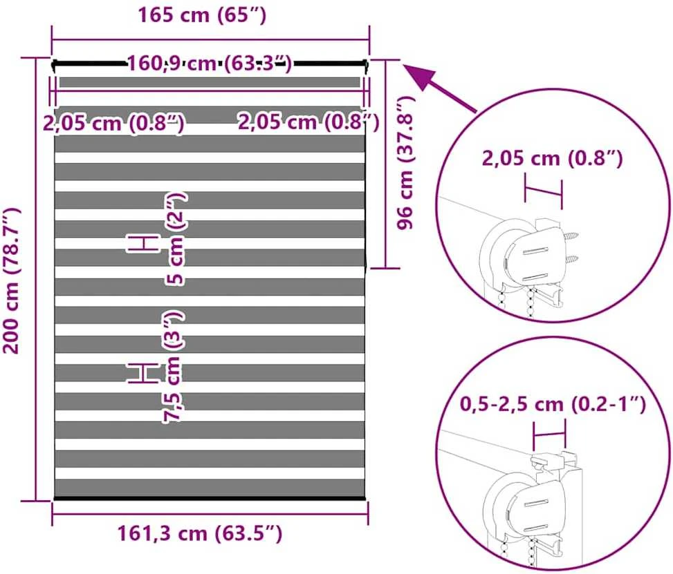 zebrinės žaliuzės 165x200 cm audinio plotis 160,9cm poliesteris
