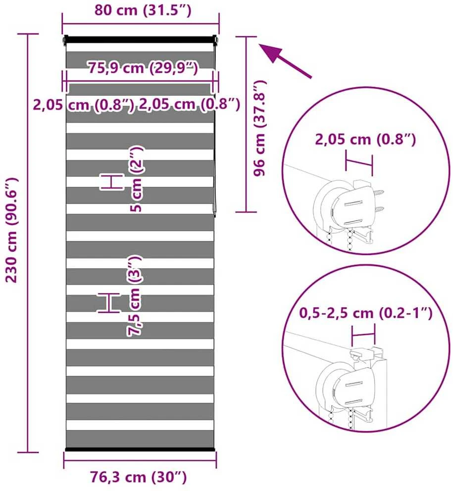 zebrinės žaliuzės 80x230 cm audinio plotis 75,9 cm poliesteris