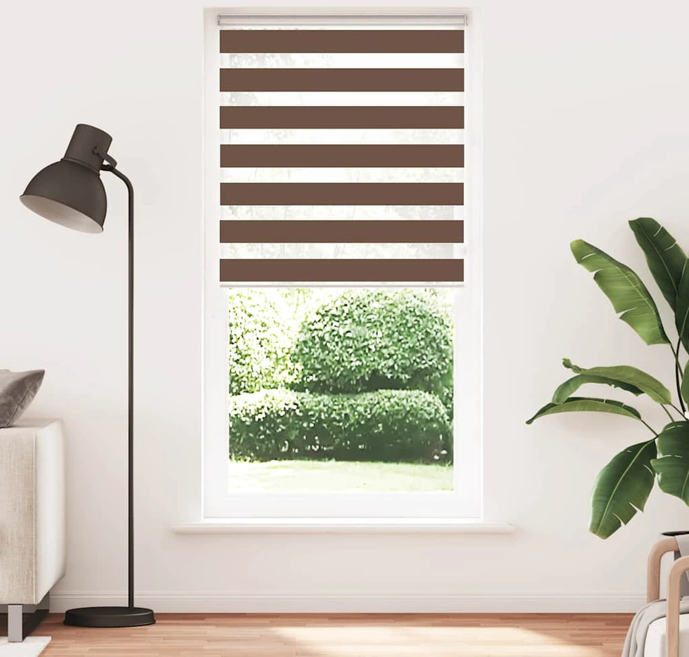Zebrinės žaliuzės, rudos, 115x230 cm, audinys, plotis 110,9 cm, poliesteris
