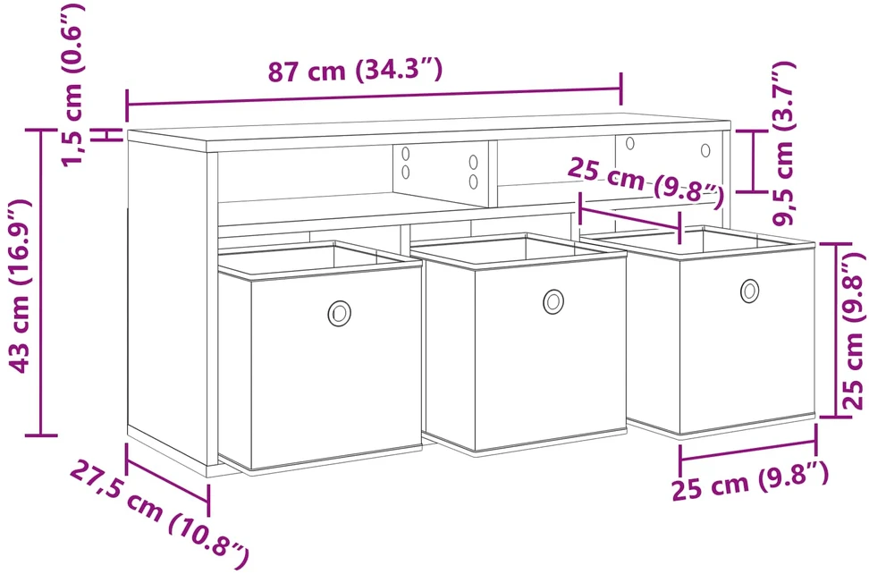 TV staliukas Žemas stalas su stalčių Rūkyta ąžuolas 87 x 27,5 x 43 cm