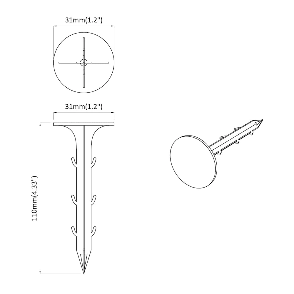 Žemės kuolai 100 vnt. Juoda Ø3 x 11 cm Plastmasė