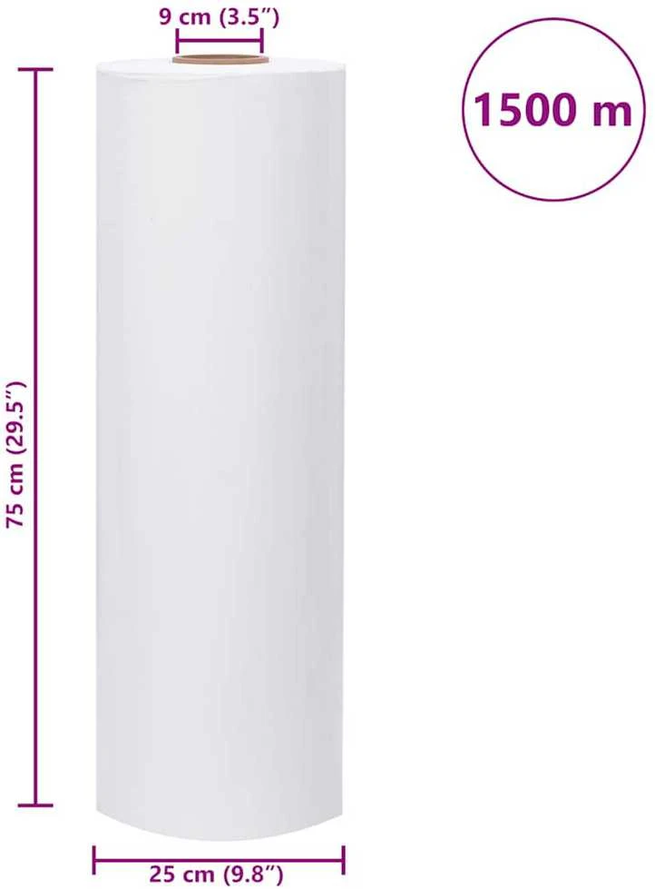 Žemės ūkio tampri plėvelė, balta, 25 µm, 75 cm x 1500 m