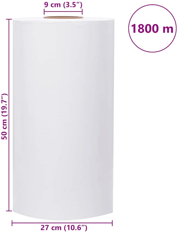Žemės ūkio tampri plėvelė, balta, 25 µm, 50 cm x 1800 m