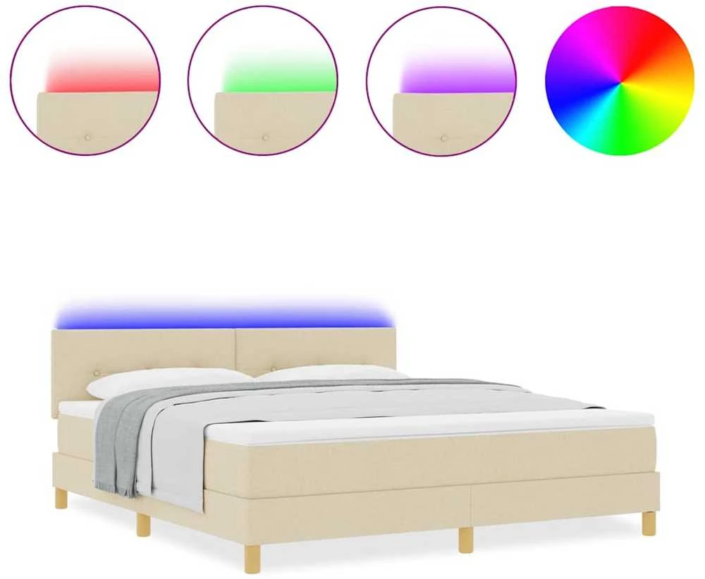 LED Čiužinio Lova su galvūgalio Kreminė 180 x 200 cm audinys