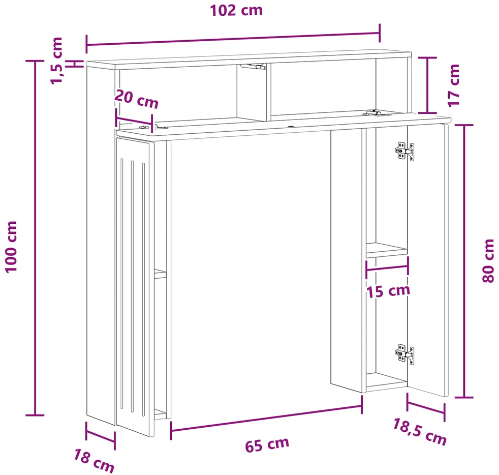 Židinio rėmas Pilka Sonoma 102 x 18 x 100,5 cm Apdirbta mediena