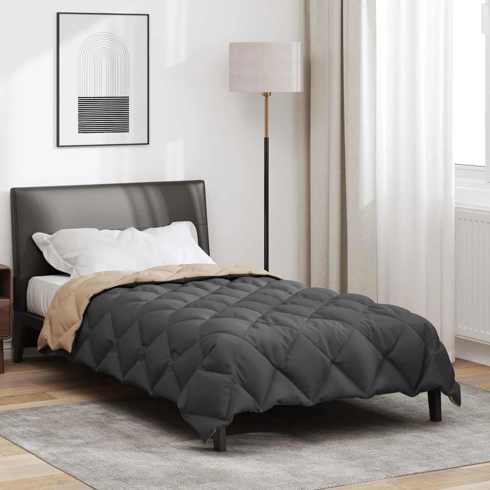 Žiemos antklodė 140 x 200 cm 450 gsm Antracito ir taupe