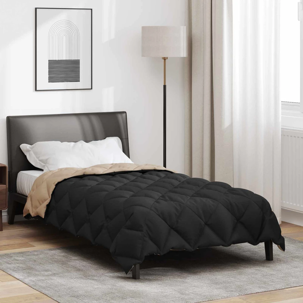 Žiemos antklodė 140 x 220 cm 450 gsm Juoda ir taupe