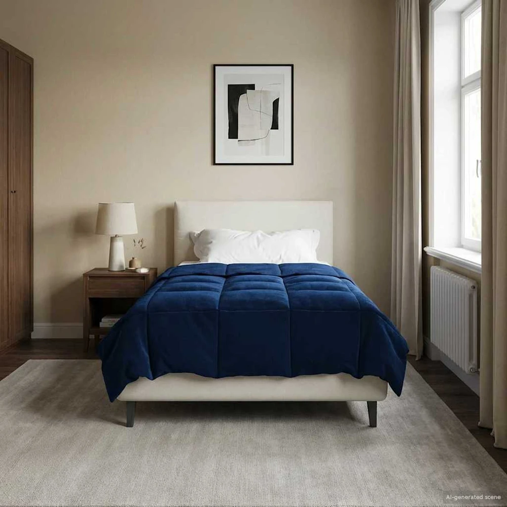 Žiemos antklodė 155 x 220 cm Žiema Tamsiai mėlyna Kvėpuojantis