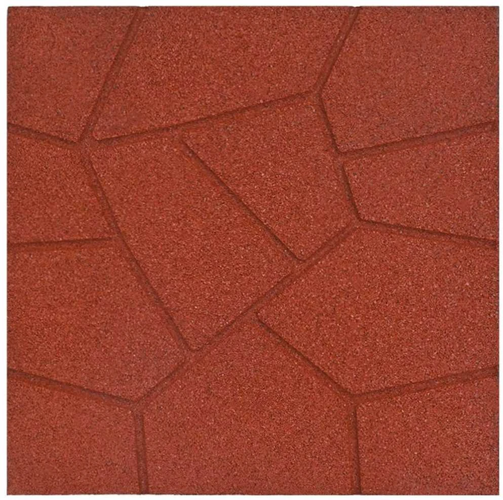 Žingsnių akmuo 6 vnt. Raudona 40,5 x 40,5 x 2 cm Guma