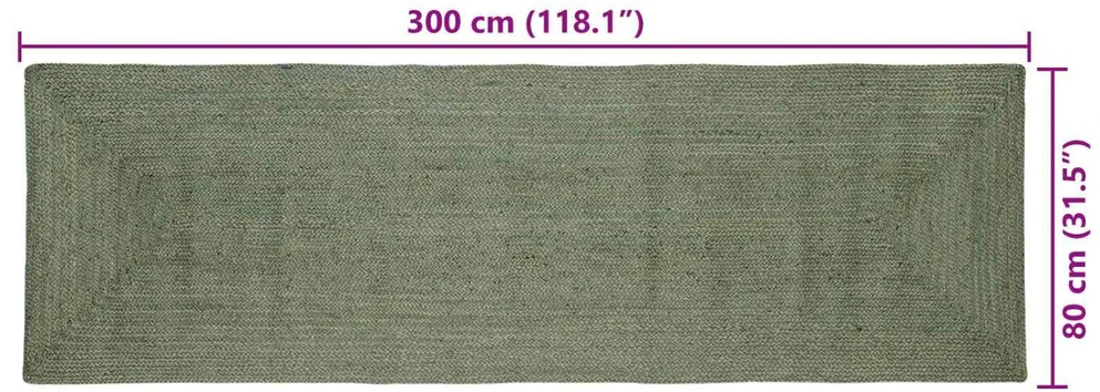 Kilimas Alyvuogių žalia 80 x 300 cm Džiutas