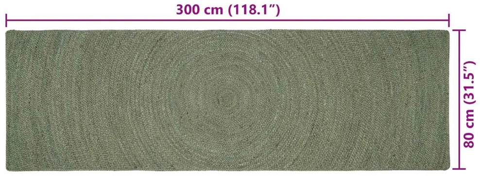 Zoninės kiliminės dangos Alyvuogių žalia 80 x 300 cm Džiutas