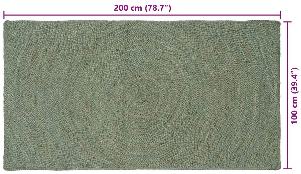Zoninės kiliminės dangos Alyvuogių žalia 100 x 200 cm Džiutas